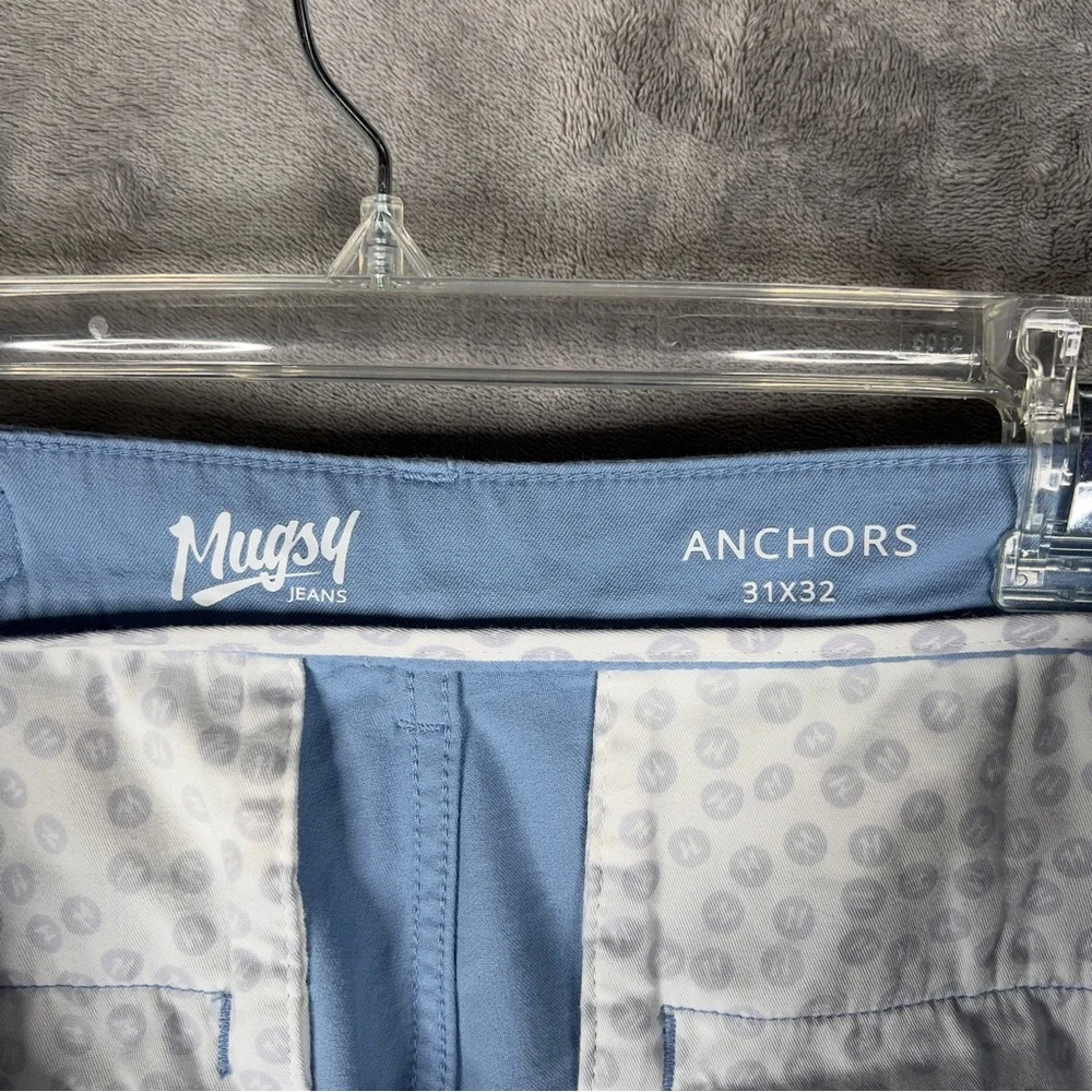 Mugsy‎ Jeans Anchors Chino Pants Men's 31x31 Straight Leg Stretch Light Blue